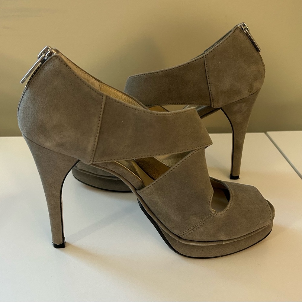 MICHAEL Michael Kors Elena Cross Strap Suede Platform Heels - Picture 7 of 10